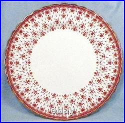 2 Spode Fleur de Lys Dinner Plates Y7481 Red Bone China Gold Trim Lis Plate