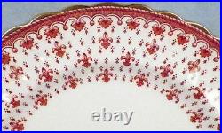 2 Spode Fleur de Lys Dinner Plates Y7481 Red Bone China Gold Trim Lis Plate