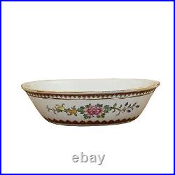 2 Vintage Chinese Off White Porcelain Gold Rim Flowers Oval Bowl ws3449