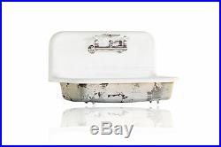30 High Back Cast Iron Silver Gilded Porcelain Kitchen Wall Farm Sink Package