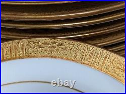 31pc Mintons Rare Antique Dinner Service Plates 4 Size Raised Gold c. 1914-1915