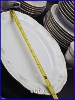 38 Pcs PORCELAIN FINE CHINA GOLD RIM OVAL PLATE DINNERWARE Vintage Excellent Co