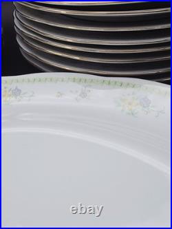 38 Pcs PORCELAIN FINE CHINA GOLD RIM OVAL PLATE DINNERWARE Vintage Excellent Co