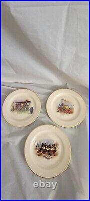 3 Pickard China Industry and transportation Gold trim Desserts free shipping