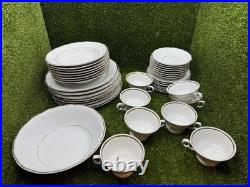 41 Pc Wawel Poland White Gold Trim Porcelain China Dinnerware Set for 8