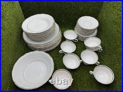 41 Pc Wawel Poland White Gold Trim Porcelain China Dinnerware Set for 8