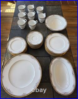 42 Piece Noritake Ontario 3763 Fine China 2 Bowls 8 Place Settings 24 K Gold Rim