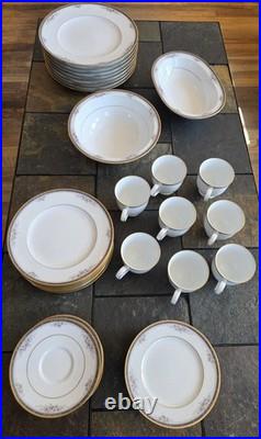42 Piece Noritake Ontario 3763 Fine China 2 Bowls 8 Place Settings 24 K Gold Rim