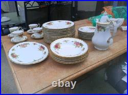 44 PC Fine Porcelain China Vintage Designer Pink Rose Floral Pattern Gold Foil 44 PC Fine Porcelain China Vintage Designer Pink Rose Floral Pattern Gold Foil
