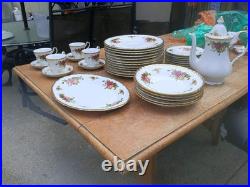 44 PC Fine Porcelain China Vintage Designer Pink Rose Floral Pattern Gold Foil 44 PC Fine Porcelain China Vintage Designer Pink Rose Floral Pattern Gold Foil