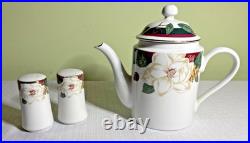 46-Pc Tienshan Magnolia Fine China-5 Pc Service for 8 + 6 Pc Service-Pristine