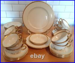 46 Pcs Lenox TUXEDO Pattern Cups/Saucers/Dinner Plates/Soup/Fruit/Dessert LOCAL