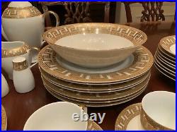 47 PC Serving for 8 Dinnerware Set With Gold Design