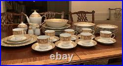 47 PC Serving for 8 Dinnerware Set With Gold Design