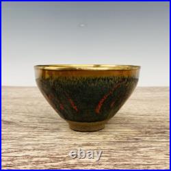 4China Antique porcelain Jian kiln in Song Dynasty Gold mouth and obsidian cup