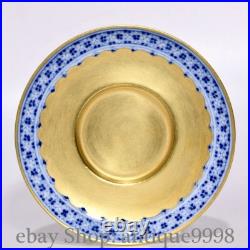 4.1'' Qing Qianlong Blue White Porcelain Gold Gilt Blessing Bowl Bowls Set 4.1'' Qing Qianlong Blue White Porcelain Gold Gilt Blessing Bowl Bowls Set