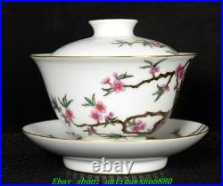 4.4''Qing Qianlong Marked Enamel Colour Porcelain Gold Peach Flower Cup Mug Pair