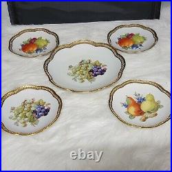 4-7 1/2, 1-11 Vintage Bavaria Schumann Germany Fruit Plates Gold Reticulated