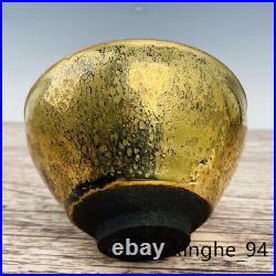4.9 China Antique song dynasty Porcelain jianzhan marked gilt Oil drop Tea cup