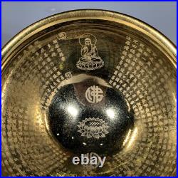 4.9 China Old Retro Porcelain Song Jian Kiln Marked Gold Scripture Tea Cup Bowl