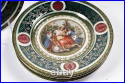 4 Antique Kerag, Karlsbad Czechoslovakia Gilded Porcelain Plates