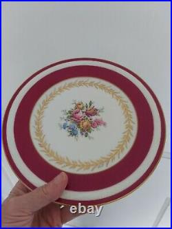 4 French Fine China Limoges La Cloche 8.5 Plates Rasberry and Gold