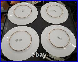 (4) Hutschenreuther Selb Bavaria Dinner Plates 24k Coin Gold & Green China 10.5