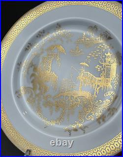 4 Spode SPODE'S GARDEN Y7046 Gold 10 ½ Dinner Plates (A) EUC