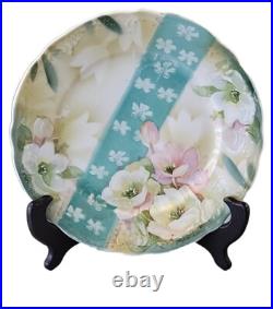 4 Vintage Three Crown China Gold Floral Hand Painted Plate 7 1/2 Diameter