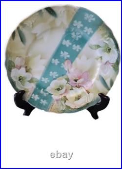 4 Vintage Three Crown China Gold Floral Hand Painted Plate 7 1/2 Diameter