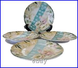 4 Vintage Three Crown China Gold Floral Hand Painted Plate 7 1/2 Diameter