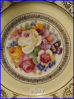 4 Vintage Tirschenreuth China Bavaria Floral on Cream 22k Gold Trim hand paintd