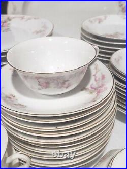 51 PIECE PARTIAL CHINA SET by Z. S. & Co. Bavaria Pink Flowers Gold Trim