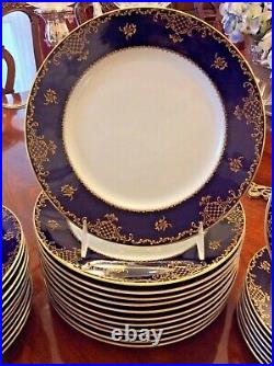 57 Piece Cobalt Blue & Gold Fine China Dinnerware Set Rosenthal Charlemagne
