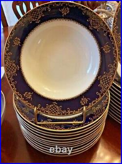 57 Piece Cobalt Blue & Gold Fine China Dinnerware Set Rosenthal Charlemagne
