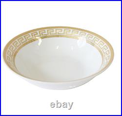 57 Piece Euro Porcelain Gold Greek Key Fine China Dinner Set for 8 Peron White