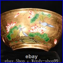 5.5 Qianlong Enamel Colour Porcelain Gold Flower Bird Pattern Tea Bowl Set 5.5 Qianlong Enamel Colour Porcelain Gold Flower Bird Pattern Tea Bowl Set