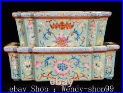 5.7Qianlong Famille Rose Porcelain Gold Flower Pattern Flower Pot Potted Bonsai
