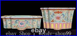 5.7Qianlong Famille Rose Porcelain Gold Flower Pattern Flower Pot Potted Bonsai