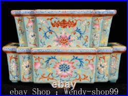 5.7Qianlong Famille Rose Porcelain Gold Flower Pattern Flower Pot Potted Bonsai