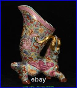 5.9''Qing Qianlong Marked Enamel Colour Porcelain Gold Dragon Beast Cup Mug