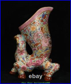 5.9''Qing Qianlong Marked Enamel Colour Porcelain Gold Dragon Beast Cup Mug