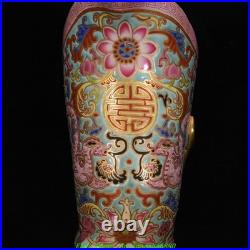 5.9''Qing Qianlong Marked Enamel Colour Porcelain Gold Dragon Beast Cup Mug