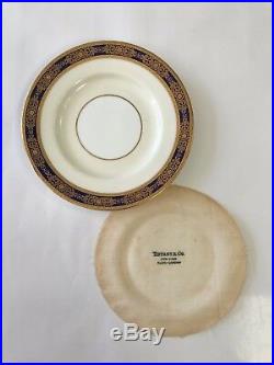 (5) H4295 Tiffany & Co. Minton Bone China Bread Plates 1962 Cobalt Blue with Gold