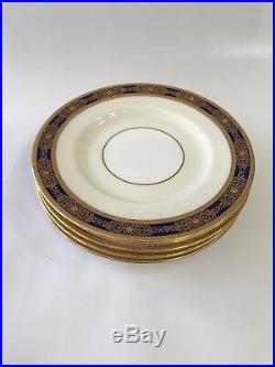 (5) H4295 Tiffany & Co. Minton Bone China Bread Plates 1962 Cobalt Blue with Gold