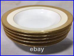 (5) Minton Gold Encrusted 7.875 Inch RIMMED SOUP BOWLS H3046
