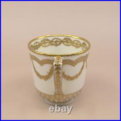#67 by Chelsea Derby Puce Mark Coffee Cup & Saucer Gilt Molded Fluted Swirl #67 by Chelsea Derby Puce Mark Coffee Cup & Saucer Gilt Molded Fluted Swirl