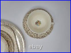 69 Pcs-Vintage Atlas China Warranted 22K Gold Floral Dinnerware Set Plates