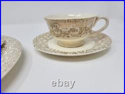 69 Pcs-Vintage Atlas China Warranted 22K Gold Floral Dinnerware Set Plates