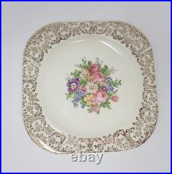 69 Pcs-Vintage Atlas China Warranted 22K Gold Floral Dinnerware Set Plates